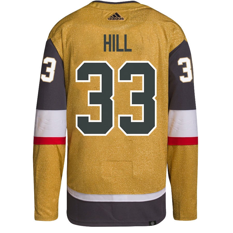Alternative view of Adin Hill 33 Vegas Golden Knights Stanley Cup 2023 Champions Patch Home Breakaway Men Hockey Jersey - Gold - JS569 
