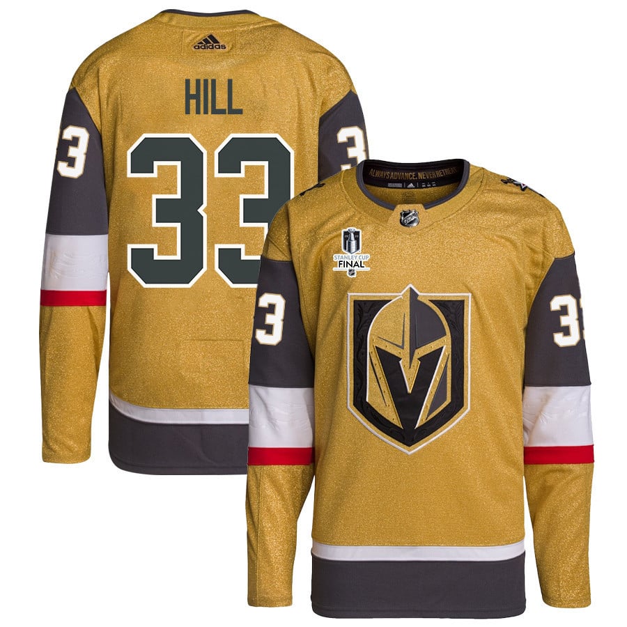 Adin Hill 33 Vegas Golden Knights Stanley Cup 2023 Final Patch Home Breakaway Men Hockey Jersey - Gold - JS841 