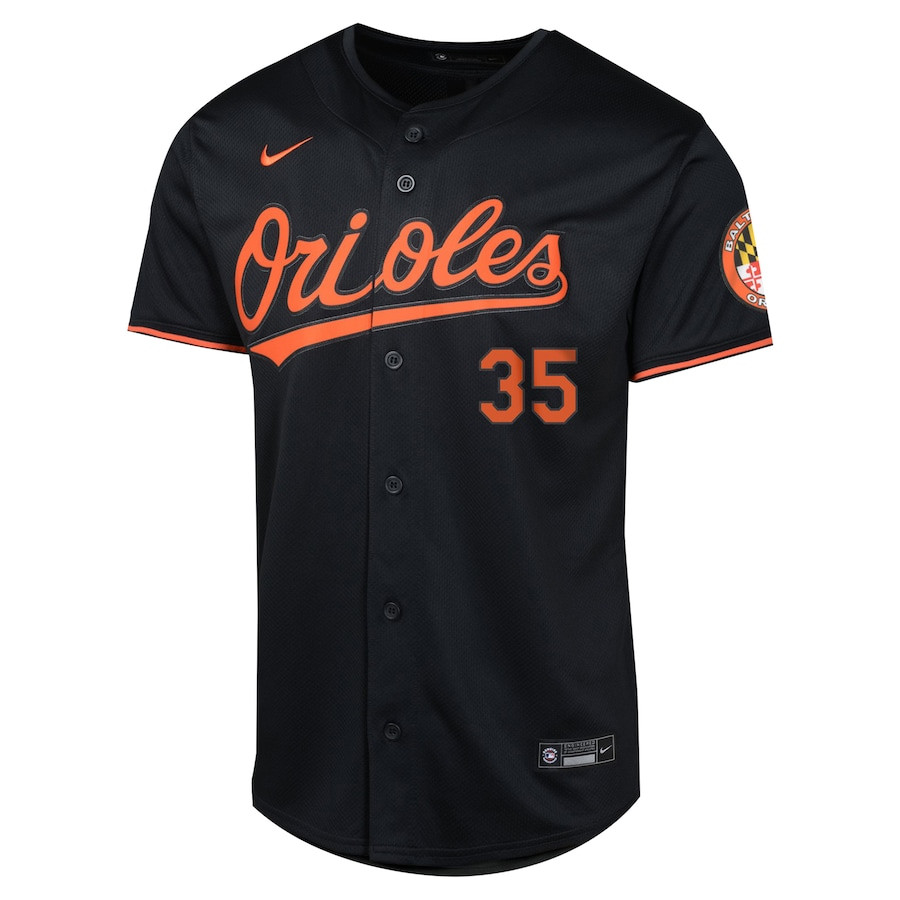 Alternative view of Adley Rutschman 35 Baltimore Orioles Alternate Limited YOUTH Jersey - Black