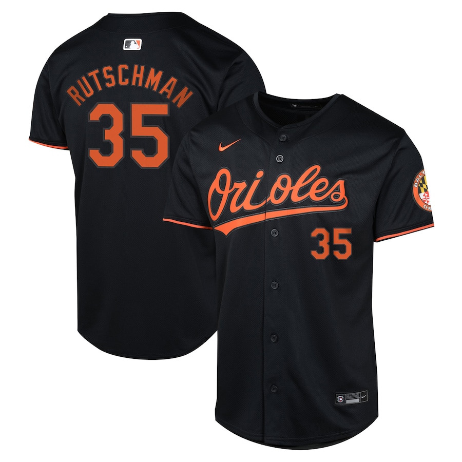 Adley Rutschman 35 Baltimore Orioles Alternate Limited YOUTH Jersey - Black