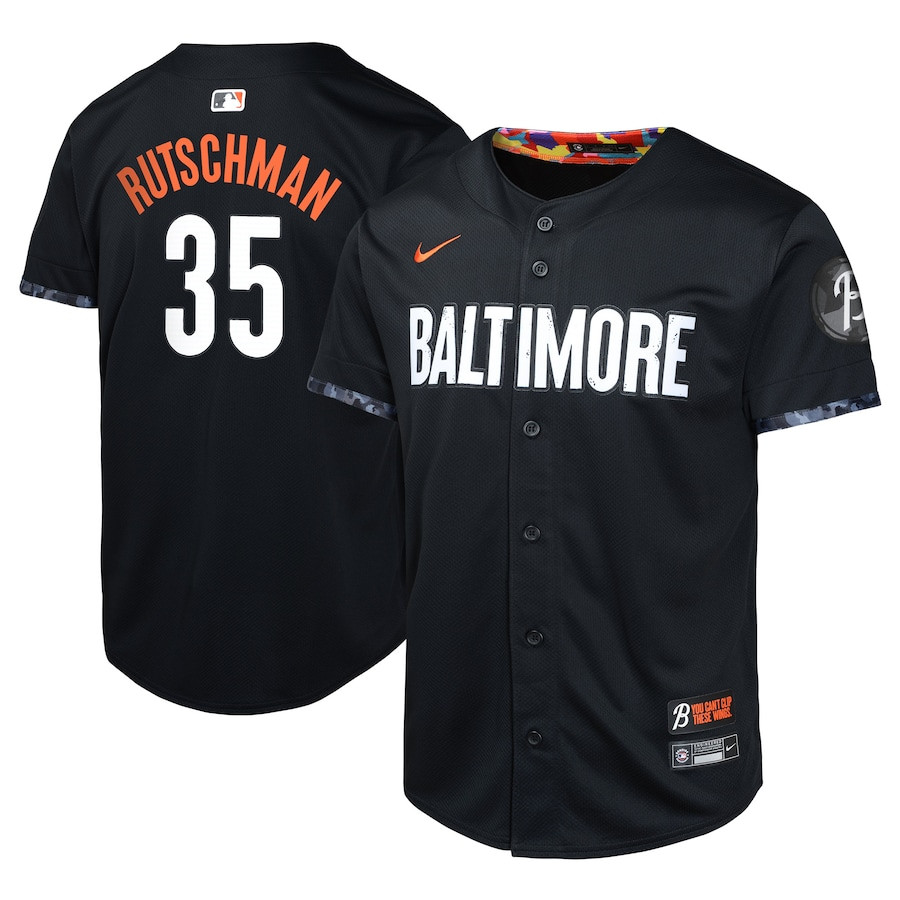 Adley Rutschman 35 Baltimore Orioles City Connect Limited YOUTH Baseball Jersey - Black