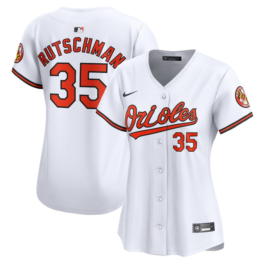 Adley Rutschman 35 Baltimore Orioles Women Home Limited Player Baseball Jersey - White
