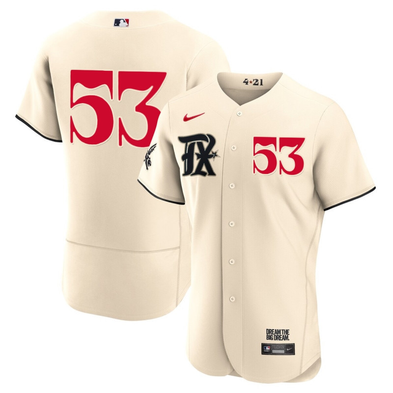 Adolis García 53 Texas Rangers 2023 City Connect Flex Base Elite Baseball Jersey - Cream - JS851 