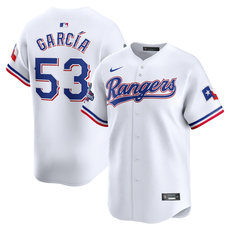 Adolis García 53 Texas Rangers Home 2023 World Series Champions Limited Men Jersey - White - JS669 