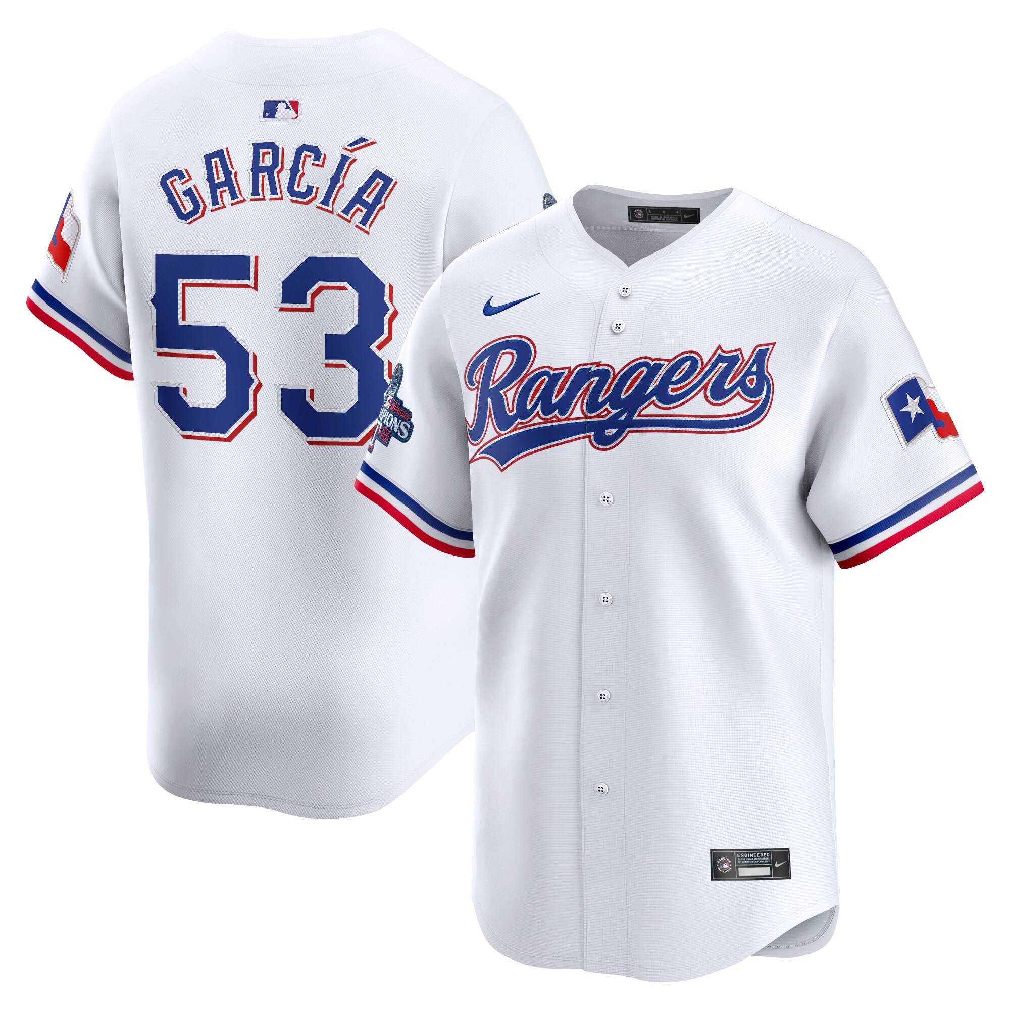 Adolis GarcÃƒÆ’Ã‚Â­a Texas Rangers Home 2023 World Series Champions Limited Baseball Jersey - White