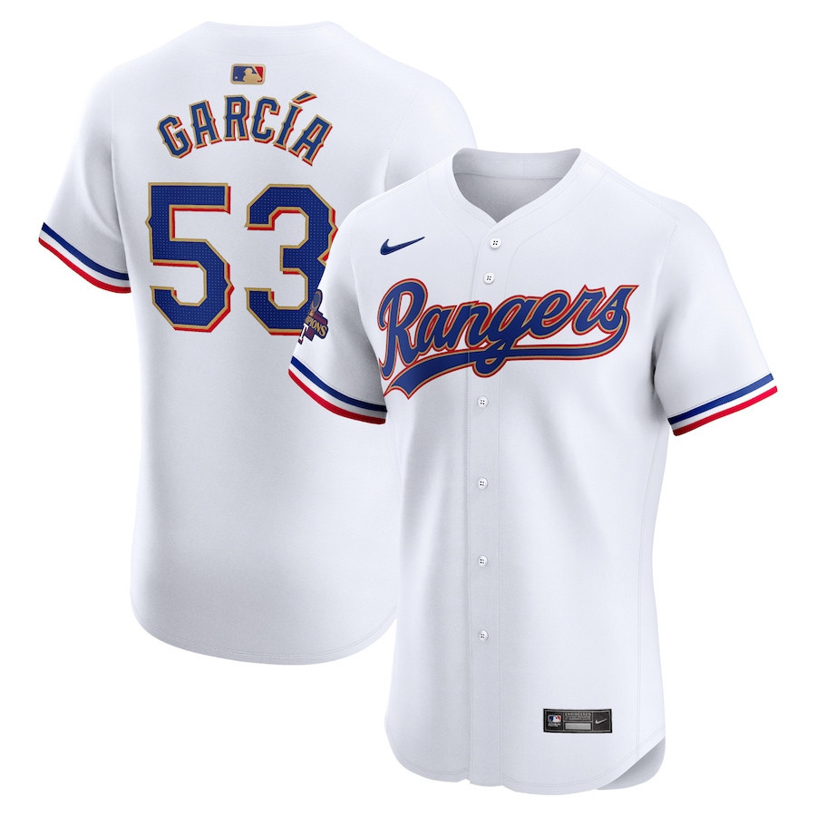 Adolis Garcia 53 Texas Rangers 2024 Gold Collection ELITE Player Jersey - White - JS653 