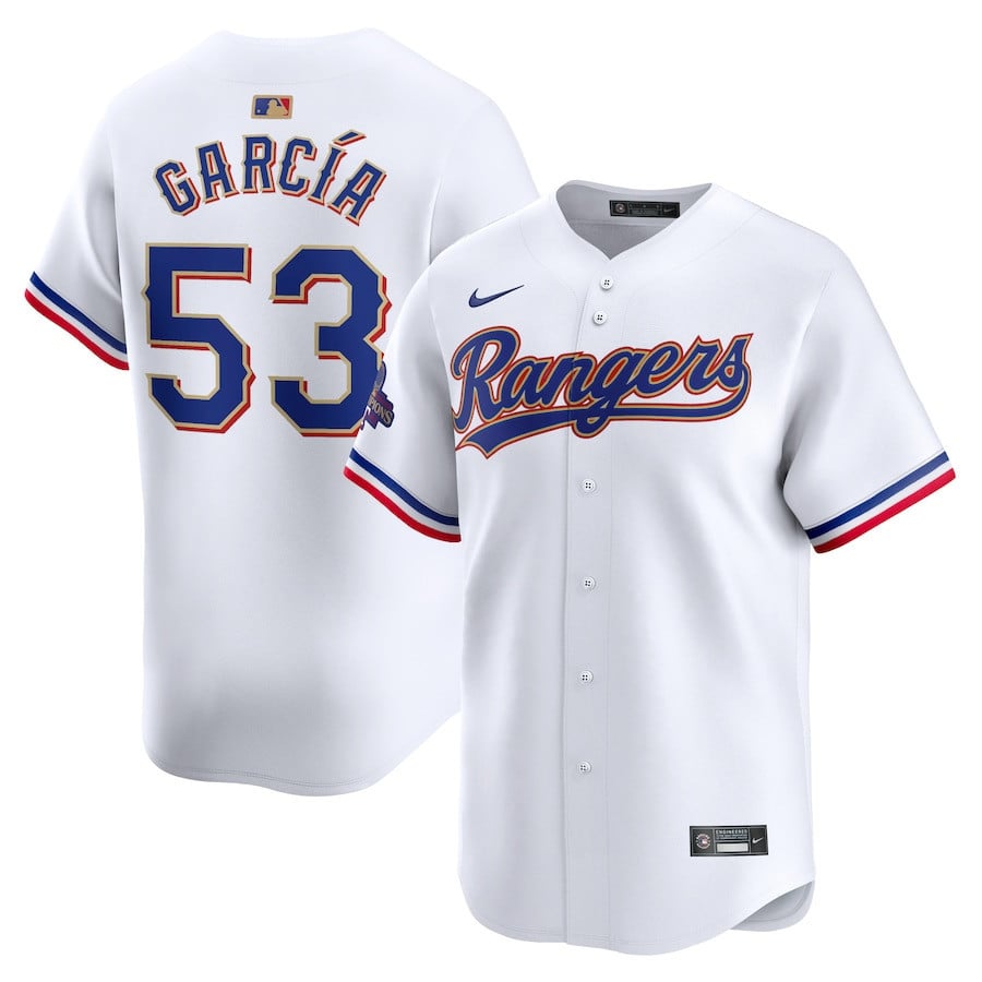 Adolis Garcia 53 Texas Rangers 2024 Gold Collection Limited Jersey - White - JS890 