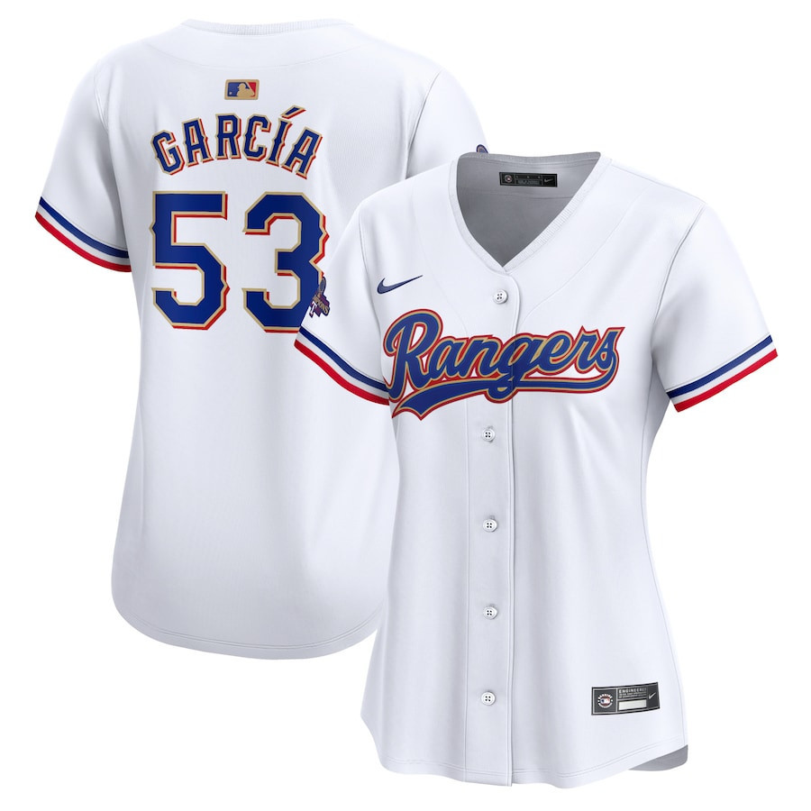 Adolis Garcia 53 Texas Rangers 2024 Gold Collection Limited Jersey - Women White - JS719 