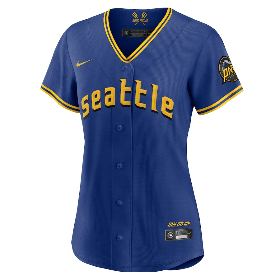 Alternative view of AJ Pollock 8 Seattle Mariners 2023 City Connect Game Baseball Jersey - Women's Royal 