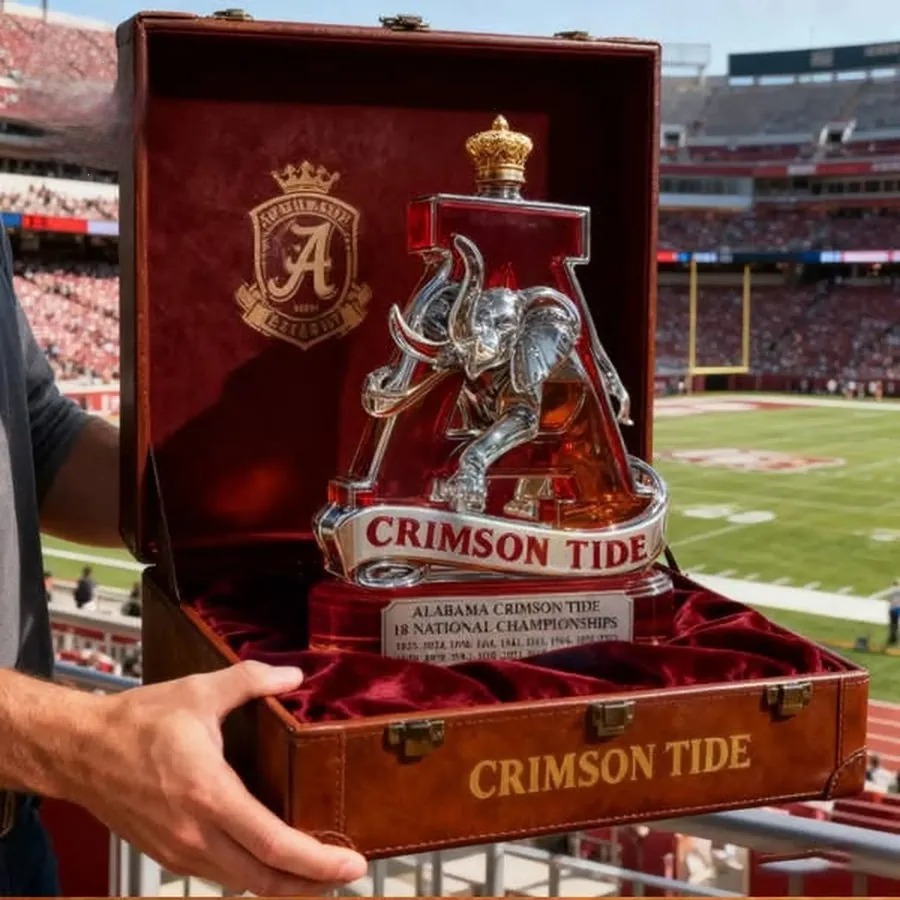 Alabama Crimson Tide 18 National Champions Whiskey Bottle