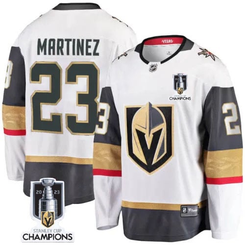Alec Martinez 23 Vegas Golden Knights 2023 Stanley Cup Champions Patch Breakaway Hockey Jersey - White - JS872 