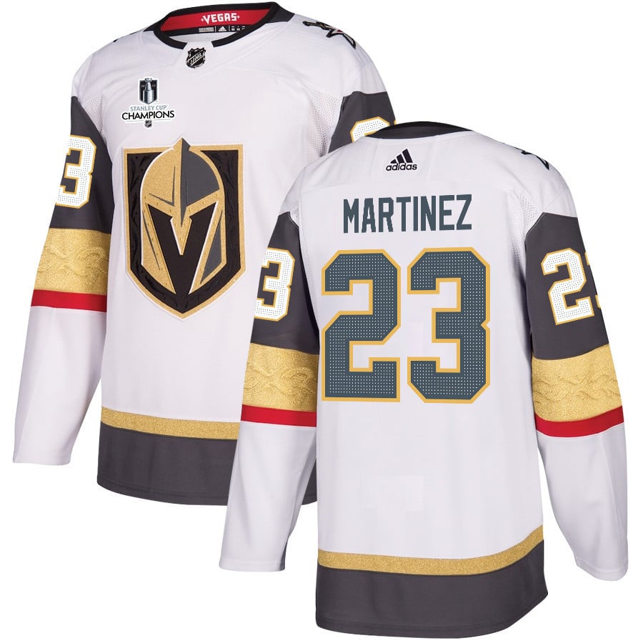 Alec Martinez 23 Vegas Golden Knights Stanley Cup 2023 Champions Patch Away Breakaway Men Hockey Jersey - White - JS595 