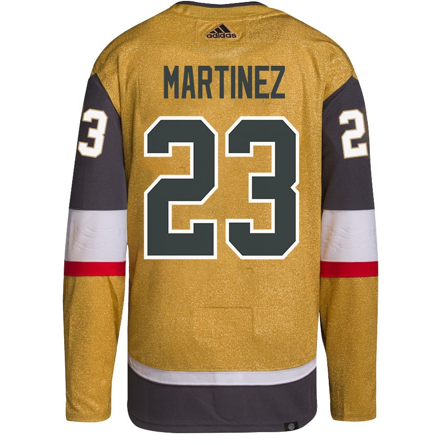 Alternative view of Alec Martinez 23 Vegas Golden Knights Stanley Cup 2023 Champions Patch Home Breakaway Men Hockey Jersey - Gold - JS469 