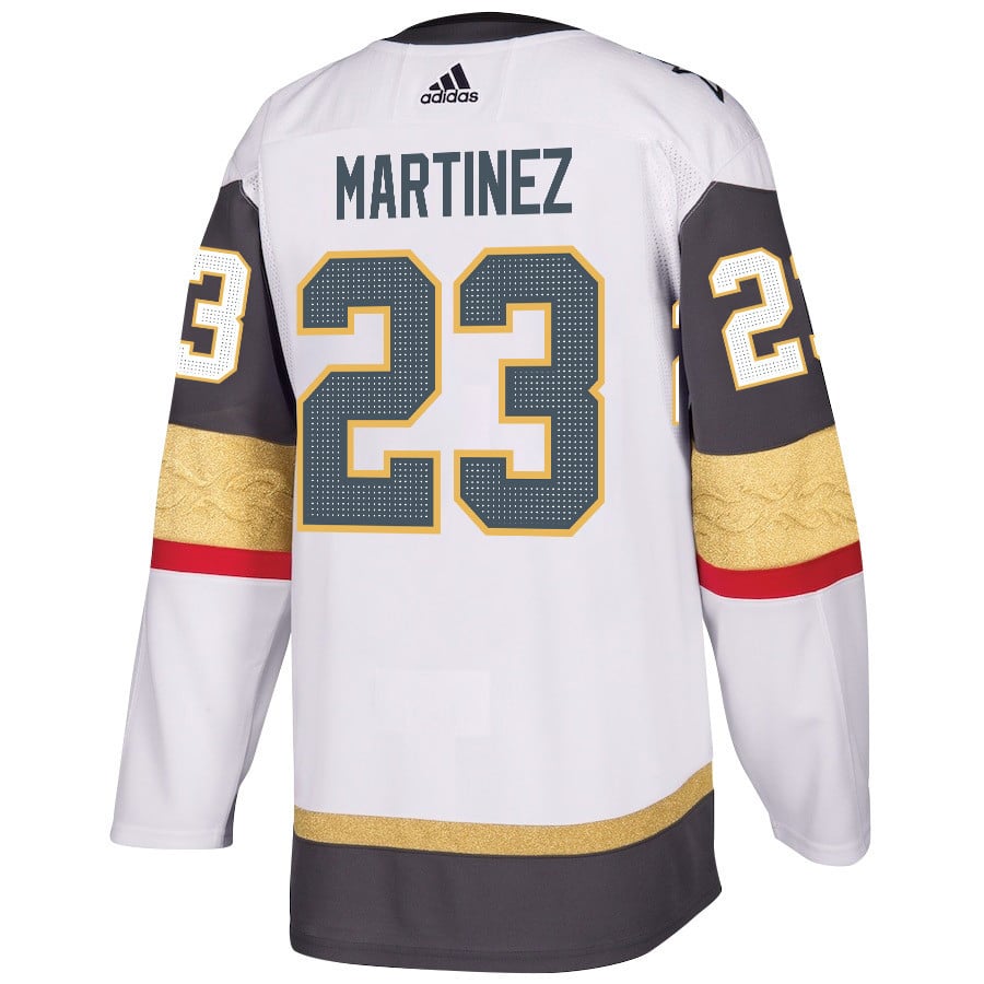 Alternative view of Alec Martinez 23 Vegas Golden Knights Stanley Cup 2023 Final Patch Away Breakaway Men Hockey Jersey - White - JS269 