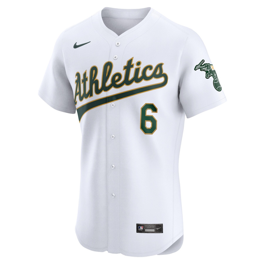 Alternative view of Aledmys Diaz 6 Oakland Athletics Home Elite Player Men Baseball Jersey - White 