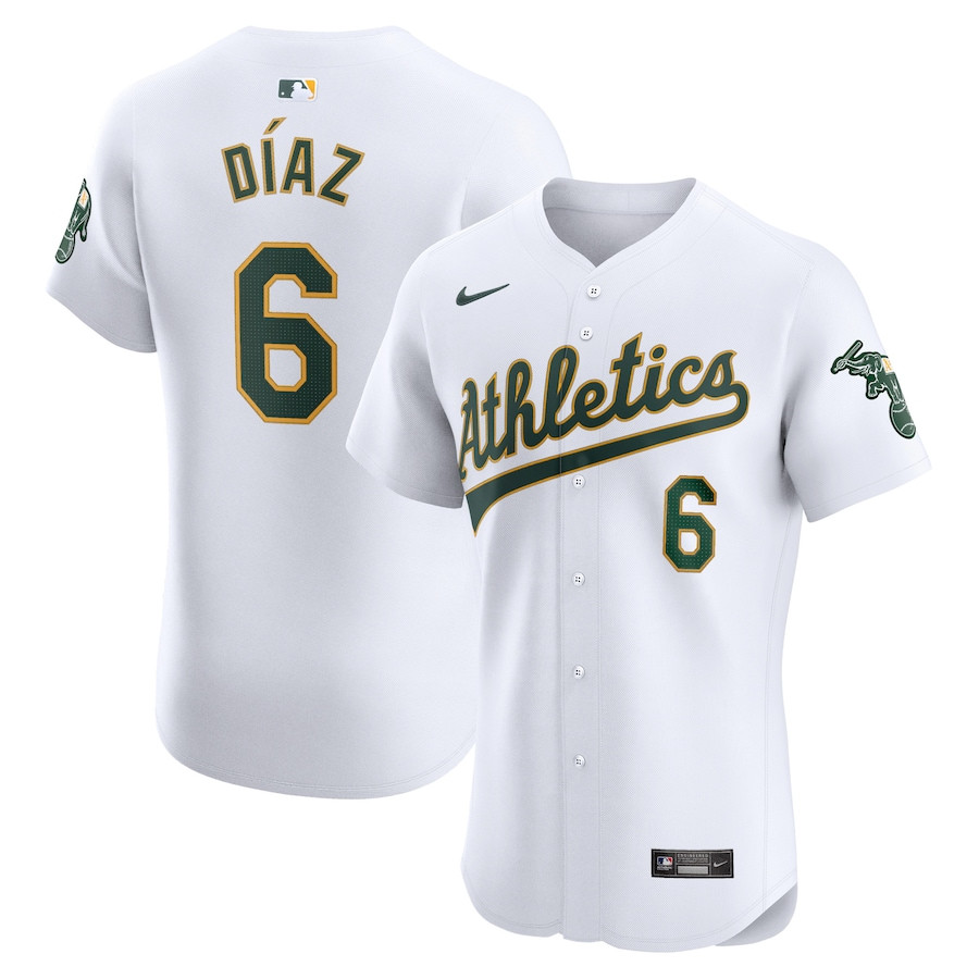 Aledmys Diaz 6 Oakland Athletics Home Elite Player Men Baseball Jersey - White 