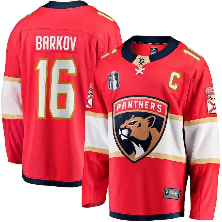 Aleksander Barkov 16 Florida Panthers 2023 Stanley Cup Final Home Breakaway Player Hockey Jersey - Red - JS747 