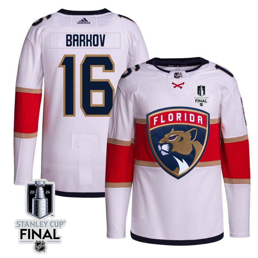 Aleksander Barkov 16 Florida Panthers 2024 STANLEY CUP Final Away Breakaway Jersey - Men, White - JS386 