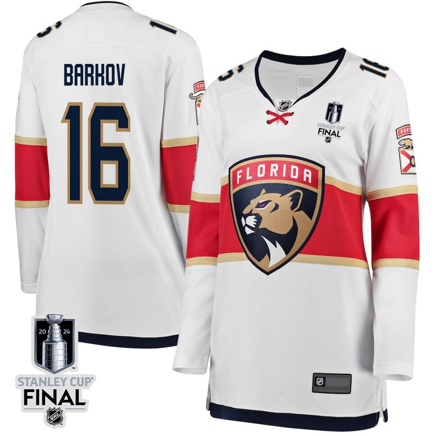 Aleksander Barkov 16 Florida Panthers 2024 STANLEY CUP Final Women's Away Breakaway Jersey - White - JS522 