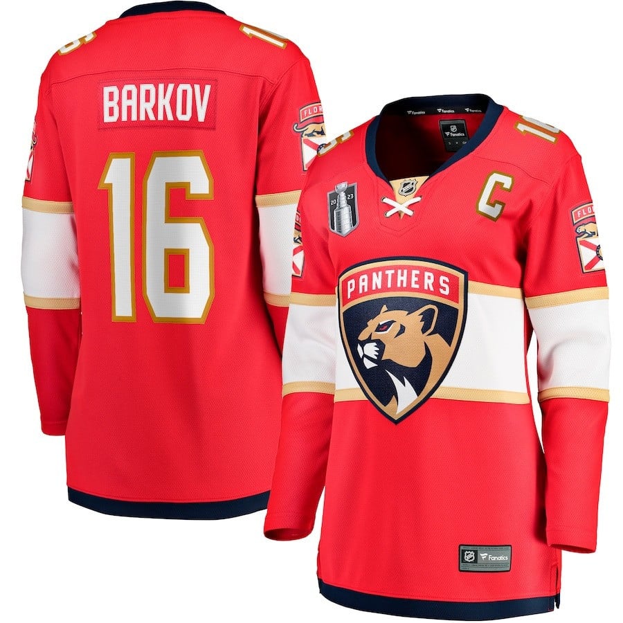Aleksander Barkov 16 Florida Panthers Women's 2023 Stanley Cup Final Home Breakaway Player Jersey - Red - JS187 