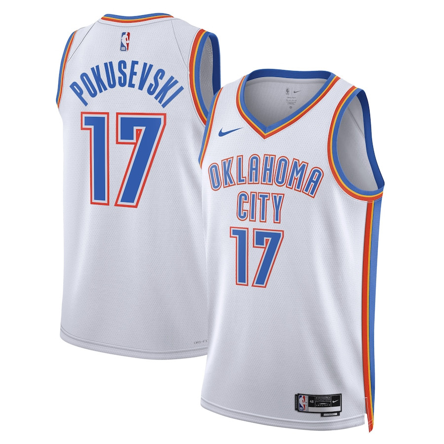Aleksej Pokusevski 17 Oklahoma City Thunder Unisex Swingman Basketball Jersey - Association Edition - White - JS912 