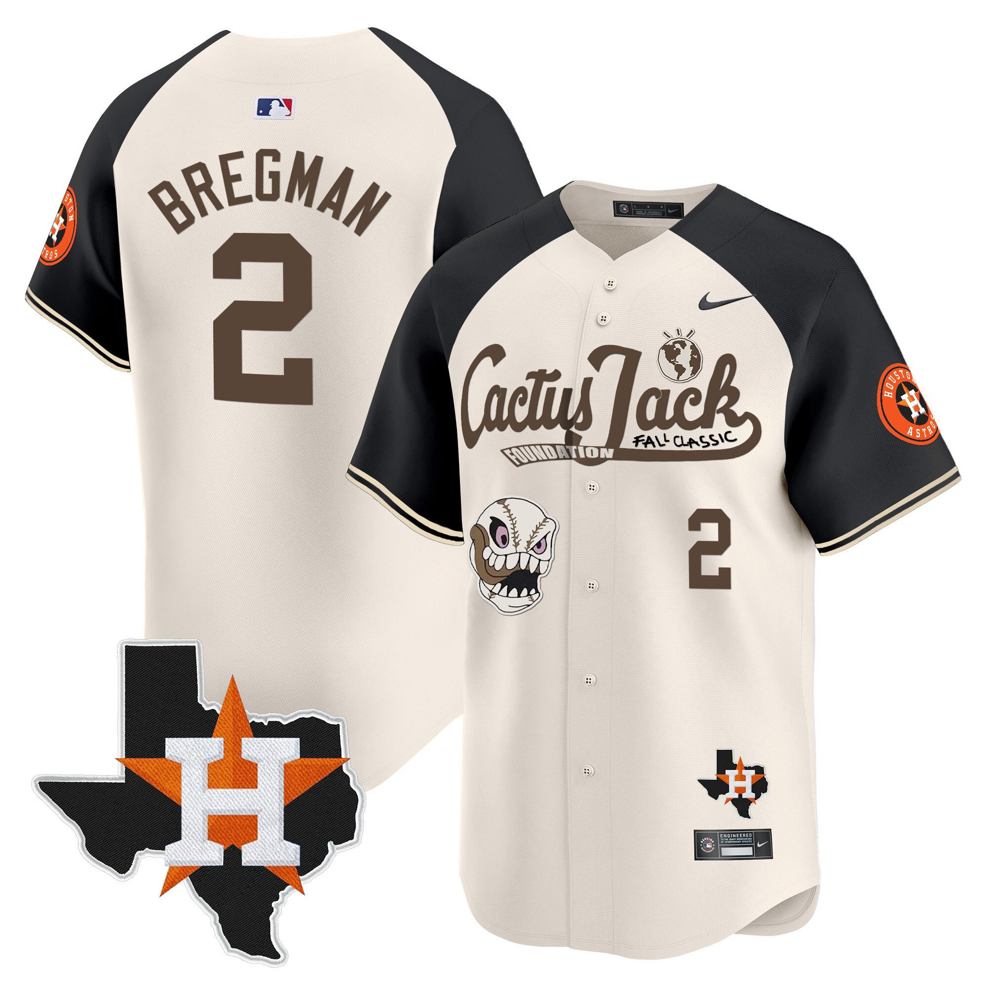 Alex Bregman 2 Houston Astros Cactus Jack Foundation Fall Classic Limited Baseball Jersey - Men 