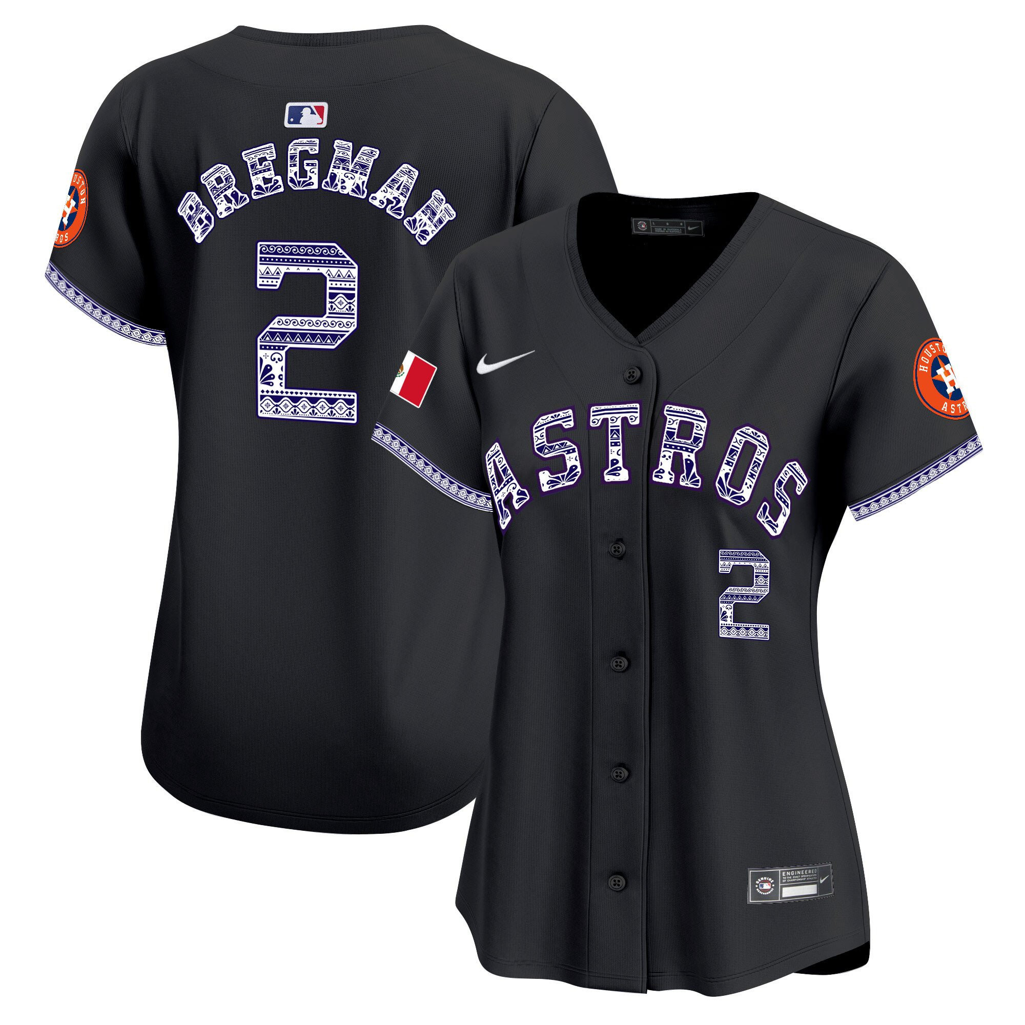 Alex Bregman 2 Houston Astros Mexico Women Baseball Jersey - Black 