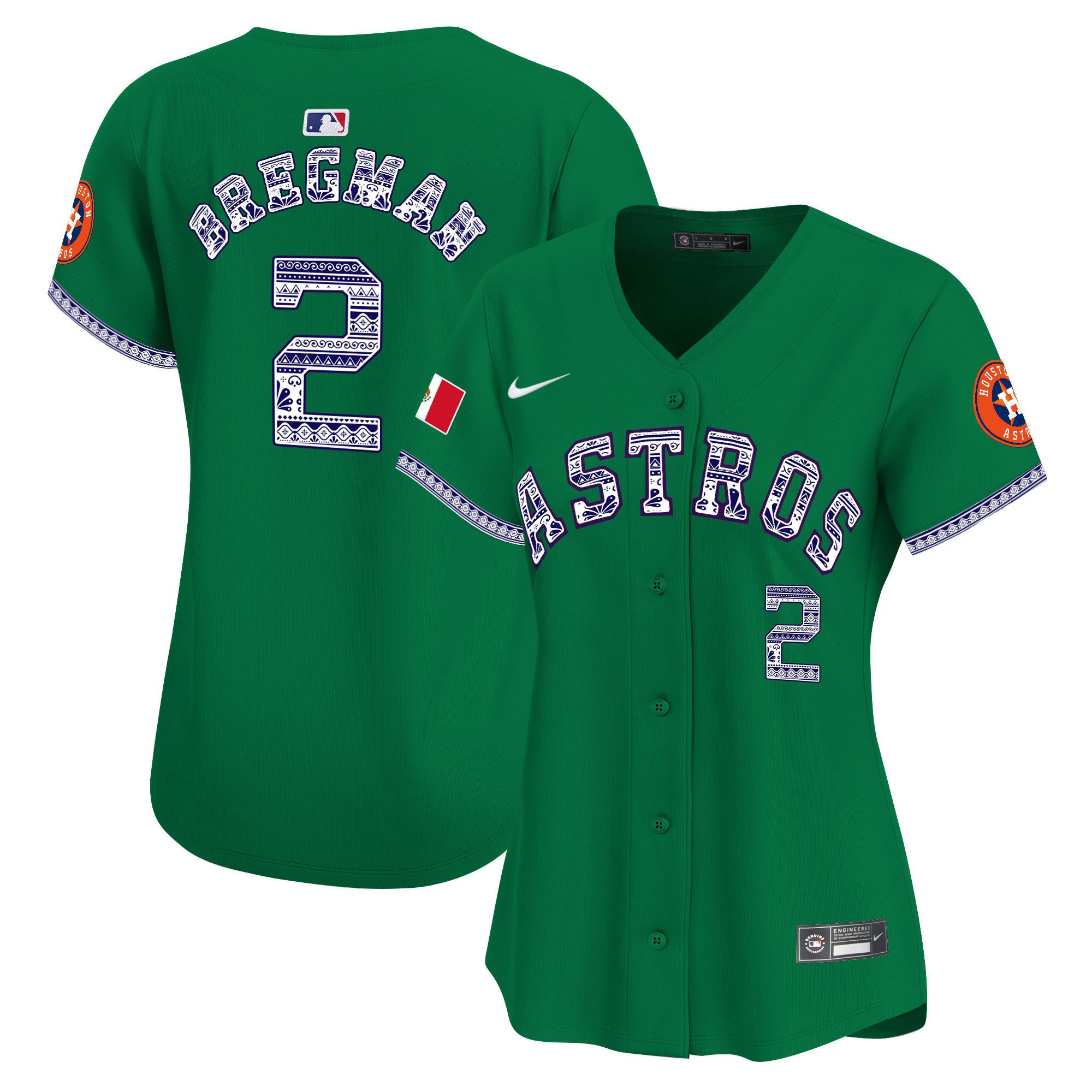 Alex Bregman 2 Houston Astros Mexico Women Baseball Jersey - Green 