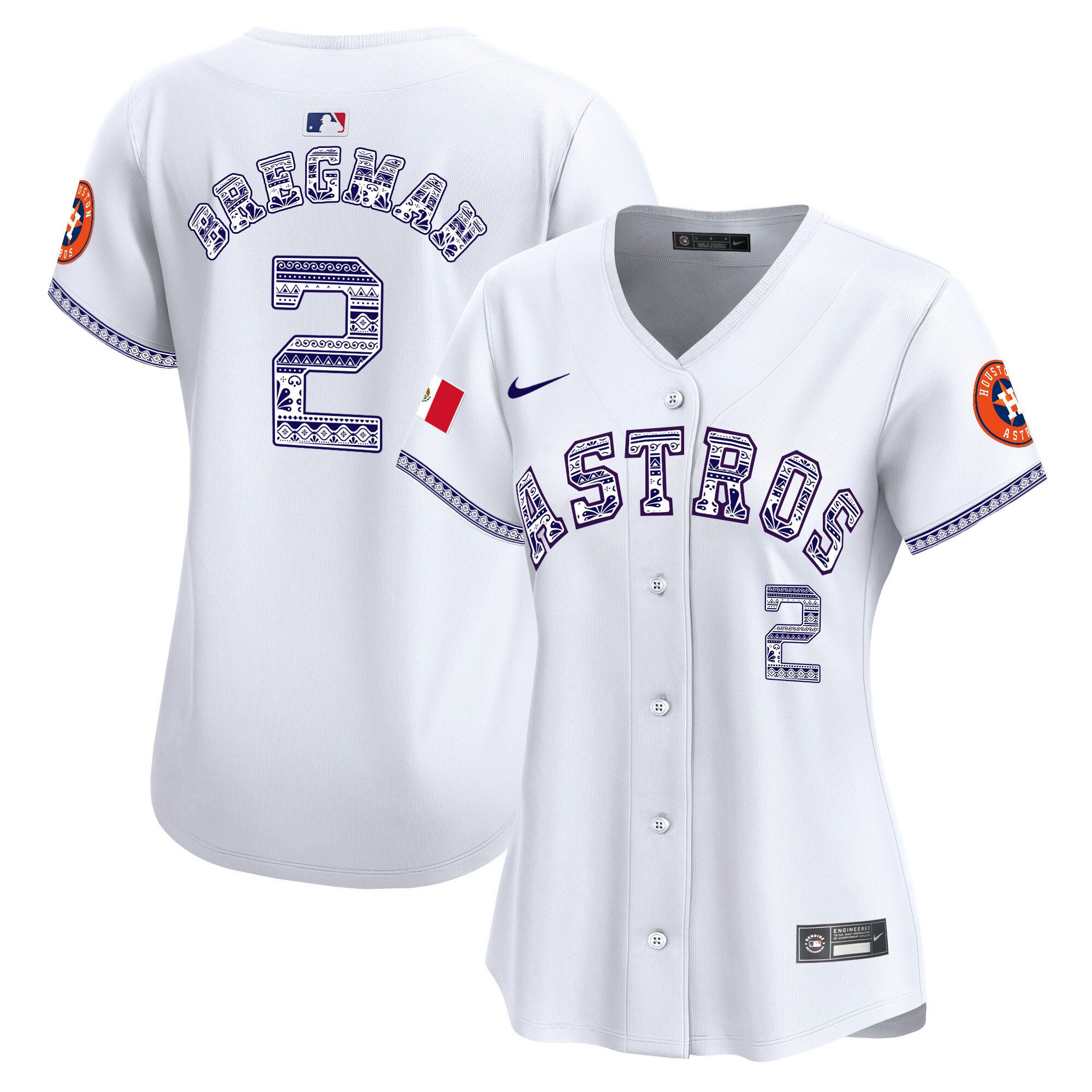 Alex Bregman 2 Houston Astros Mexico Women Baseball Jersey - White 