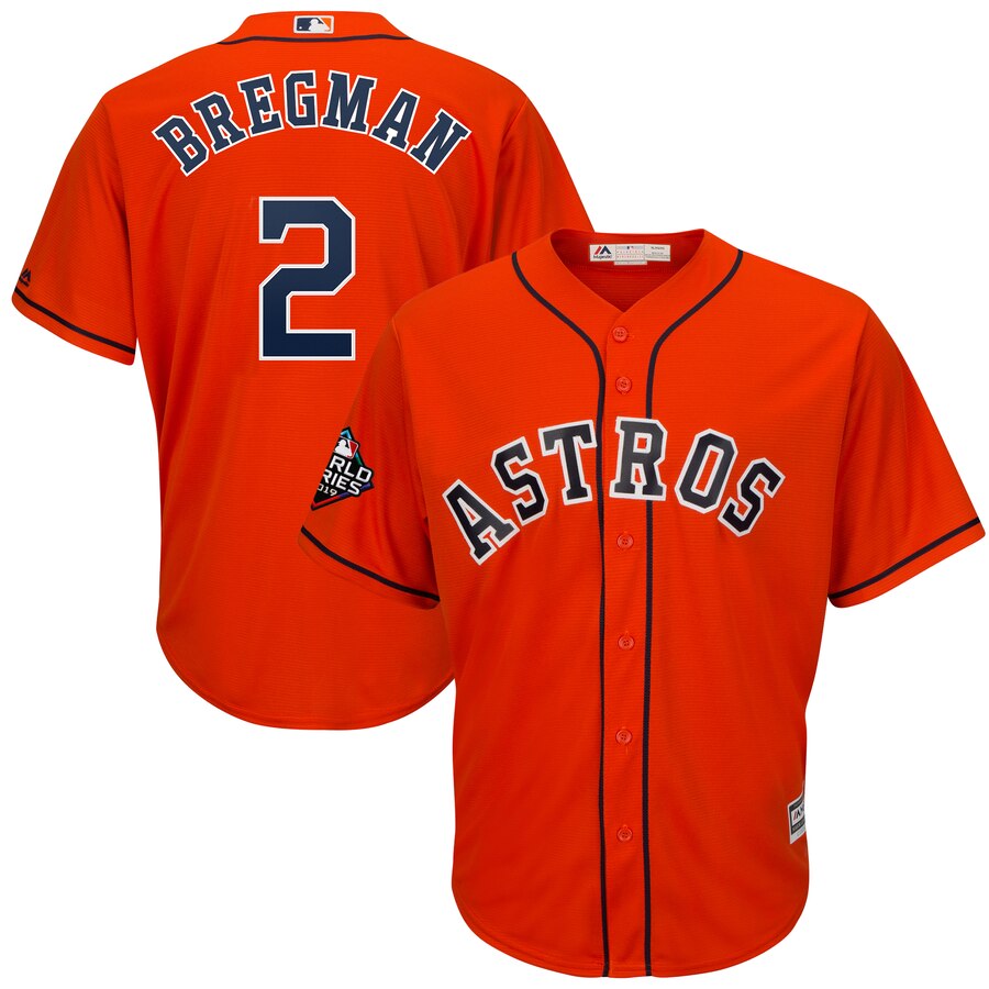 Alex Bregman Houston Astros Majestic 2019 World Series Bound Official Cool Base Player Baseball Jersey – Orange