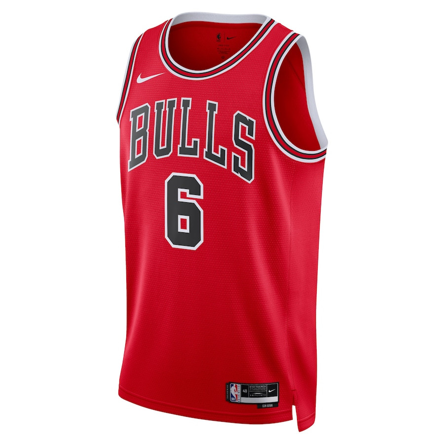 Alternative view of Alex Caruso 6 Chicago Bulls Unisex Swingman Basketball Jersey - Icon Edition - Red - JS642 
