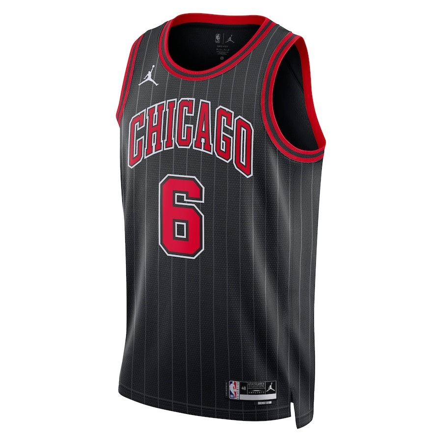 Alternative view of Alex Caruso 6 Chicago Bulls Unisex Swingman Basketball Jersey - Statement Edition - Black - JS944 