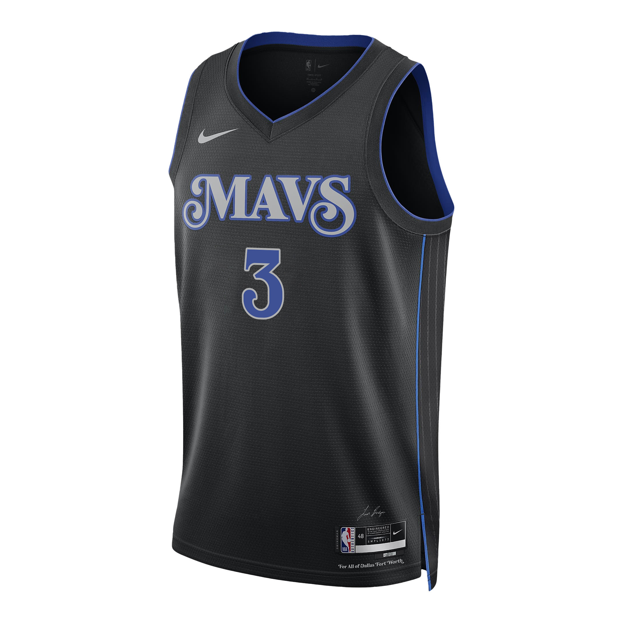 Alternative view of Alex Fudge 3 Dallas Mavericks 2024 FINALS PATCH Swingman Jersey - City Edition - Black - JS384 