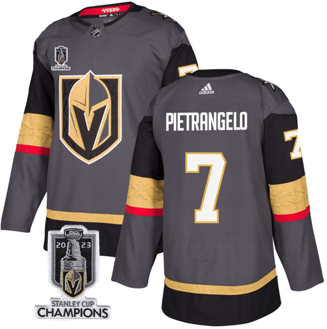 Alex Pietrangelo 7 Vegas Golden Knights 2023 Stanley Cup Champions Patch Alternate Breakaway Hockey Jersey - Black - JS747 