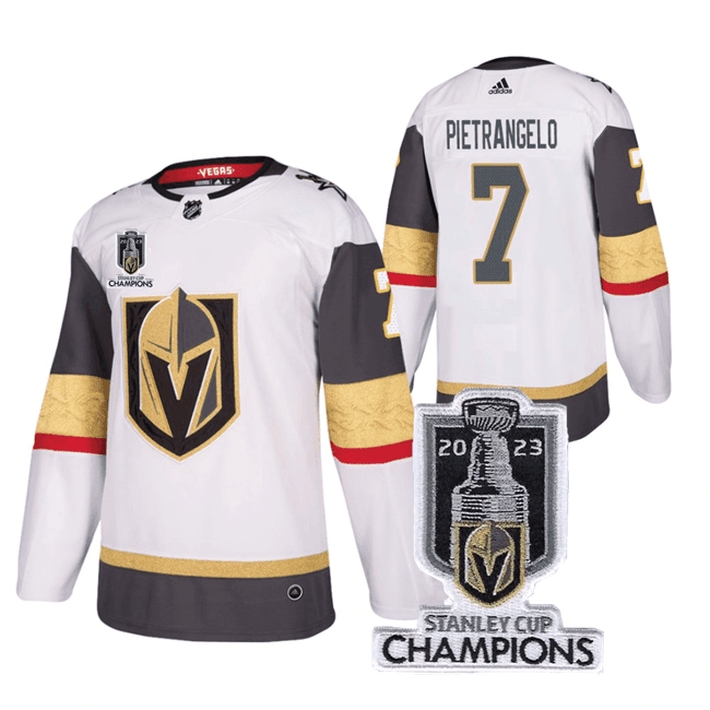 Alex Pietrangelo 7 Vegas Golden Knights 2023 Stanley Cup Champions Patch Breakaway Hockey Jersey - White - JS442 