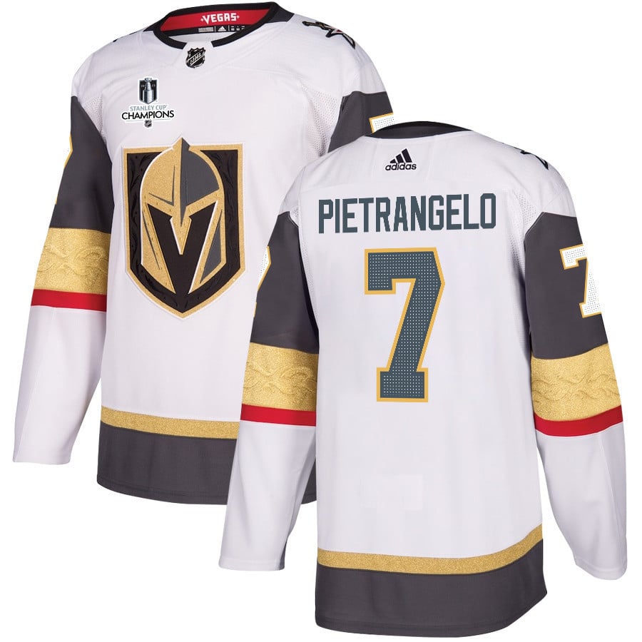 Alex Pietrangelo 7 Vegas Golden Knights Stanley Cup 2023 Champions Patch Away Breakaway Men Hockey Jersey - White - JS191 