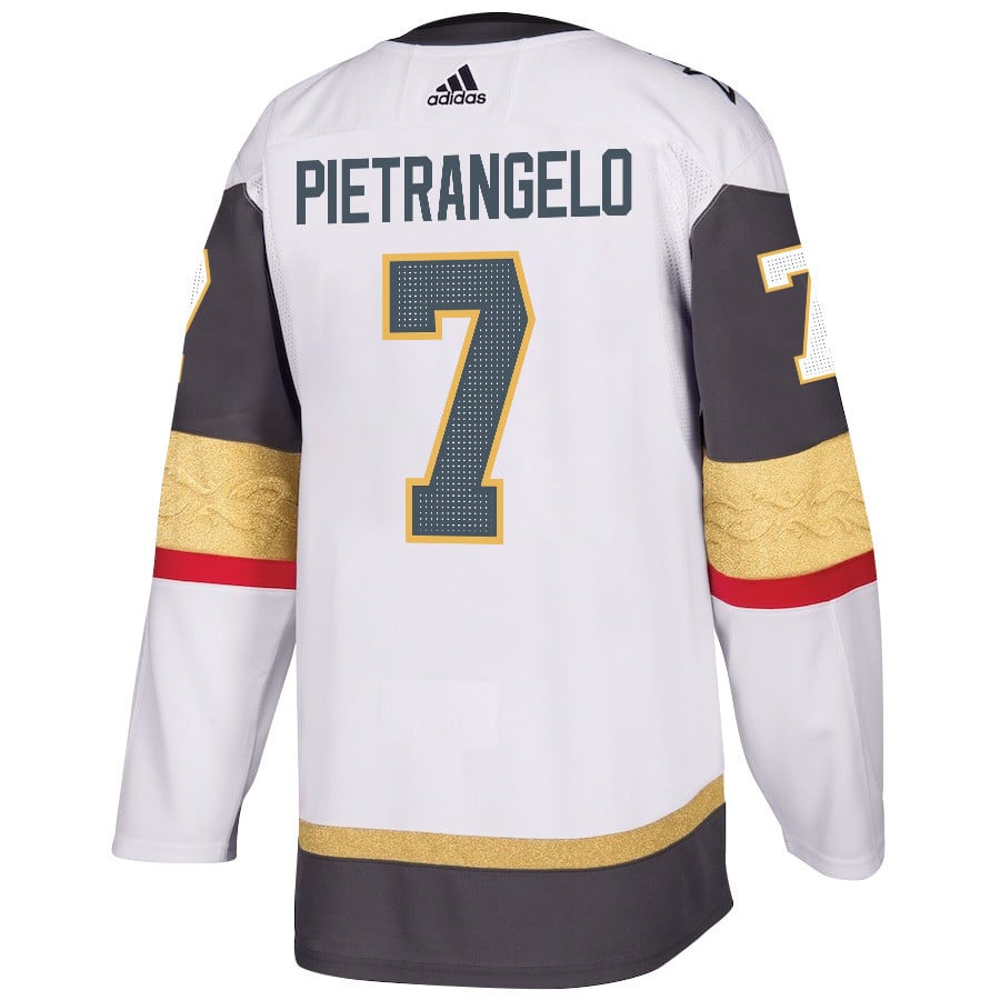 Alternative view of Alex Pietrangelo 7 Vegas Golden Knights Stanley Cup 2023 Champions Patch Away Breakaway Men Hockey Jersey - White - JS191 