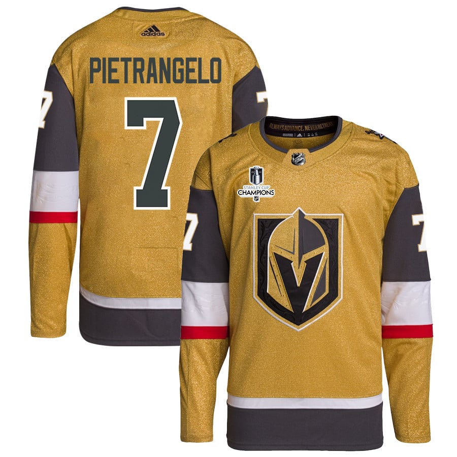 Alex Pietrangelo 7 Vegas Golden Knights Stanley Cup 2023 Champions Patch Home Breakaway Men Hockey Jersey - Gold - JS328 