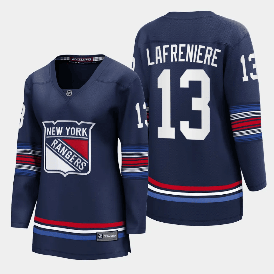 Alexis Lafreniere 13 New York Rangers Women Alternate Premier Breakaway Hockey Jersey - Navy - JS510 