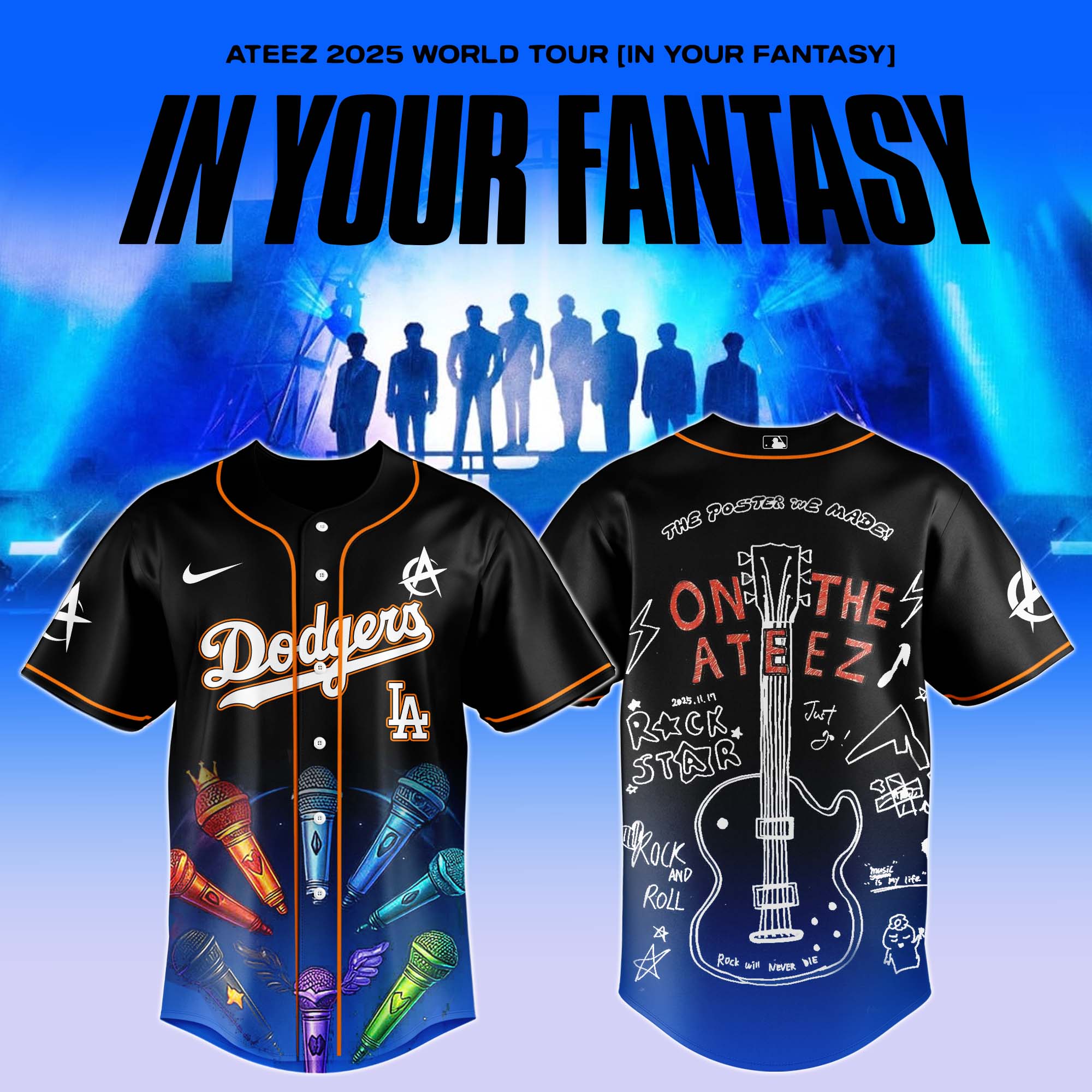 All Team Mlb Ateez 2025 World Tour Baseball Jersey
