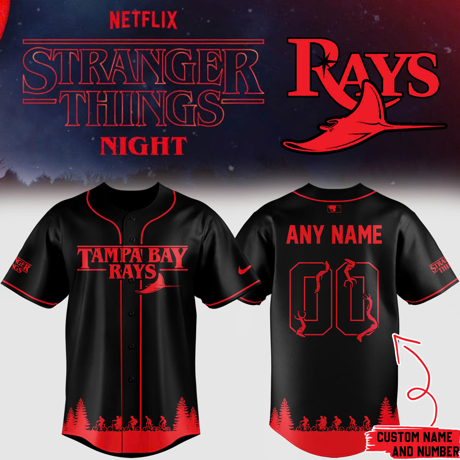 Alternative view of All Team Mlb Special New Stranger Things Baseball Jersey Custom Name And Number