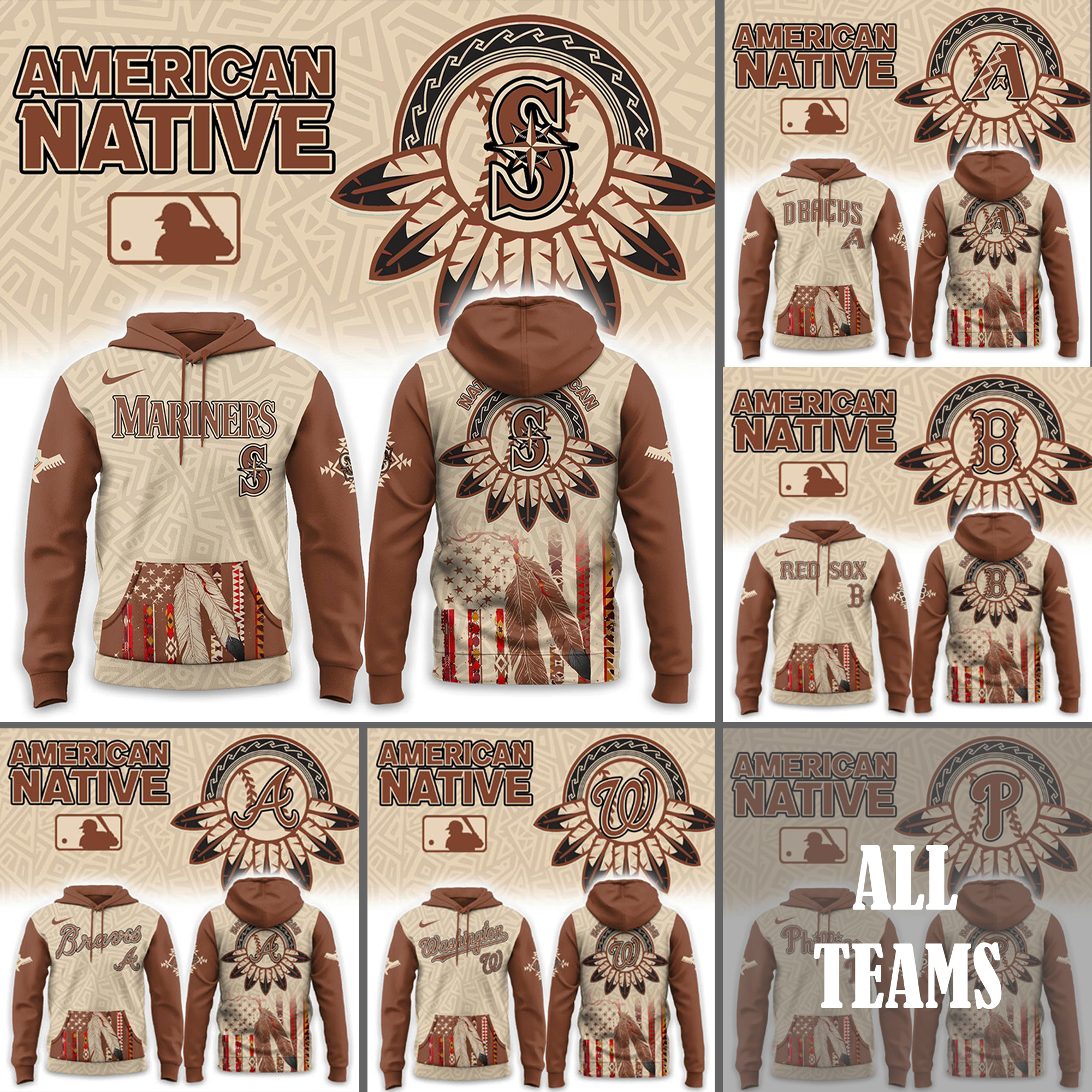 All Team Mlb X American Native Mlb 3d Custom Hoodie