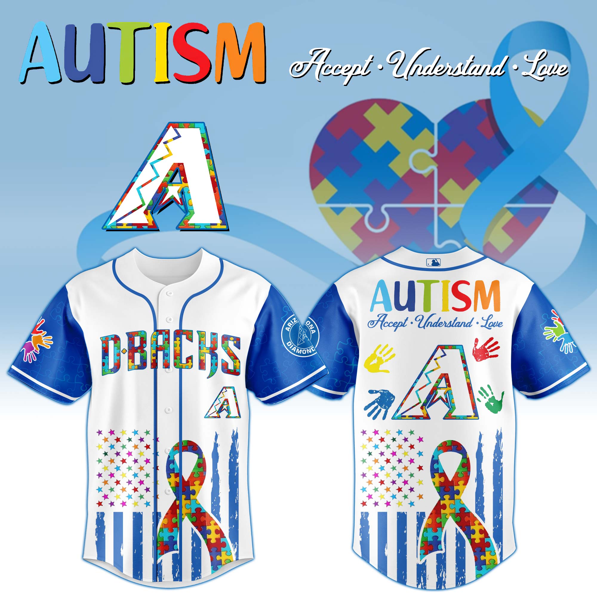 Alternative view of All Team Mlb X Autism Awareness Month Baseball Jersey