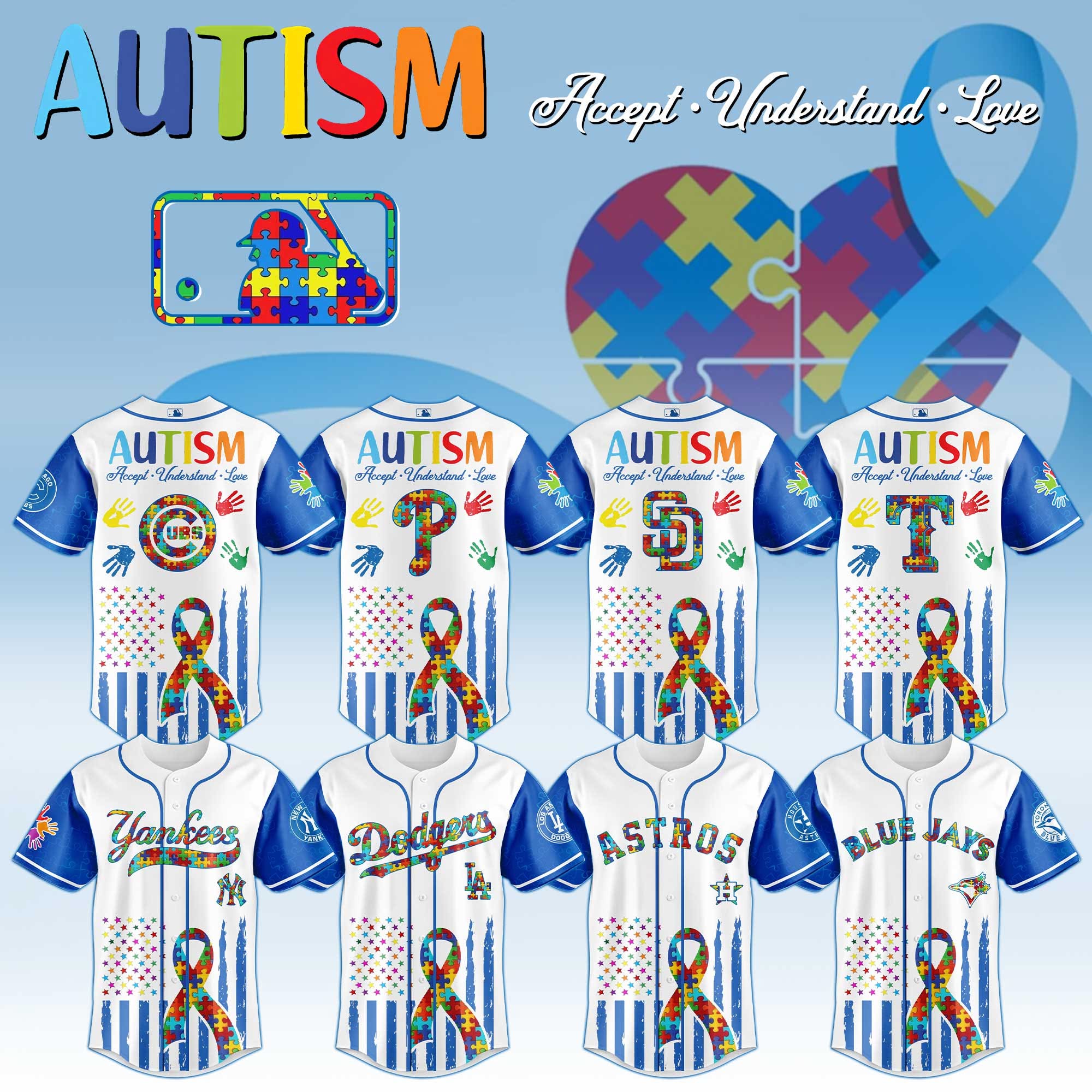 All Team Mlb X Autism Awareness Month Baseball Jersey
