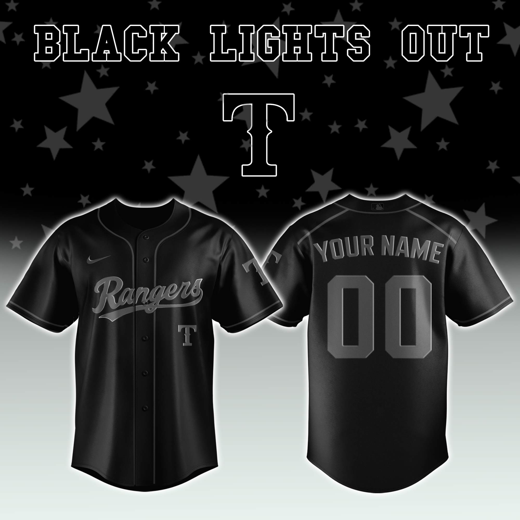Alternative view of All Team Mlb X Black Lights Out Baseball Jersey