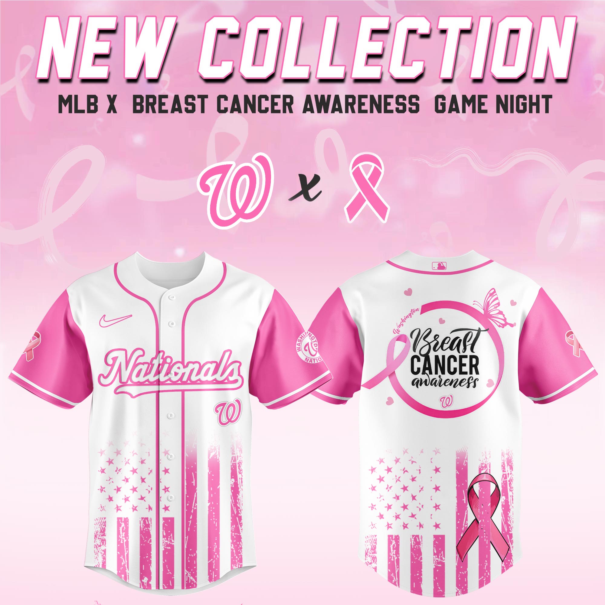 Alternative view of All Team Mlb X Breast Cancer Awareness Month Hope In Pink Baseball Jersey