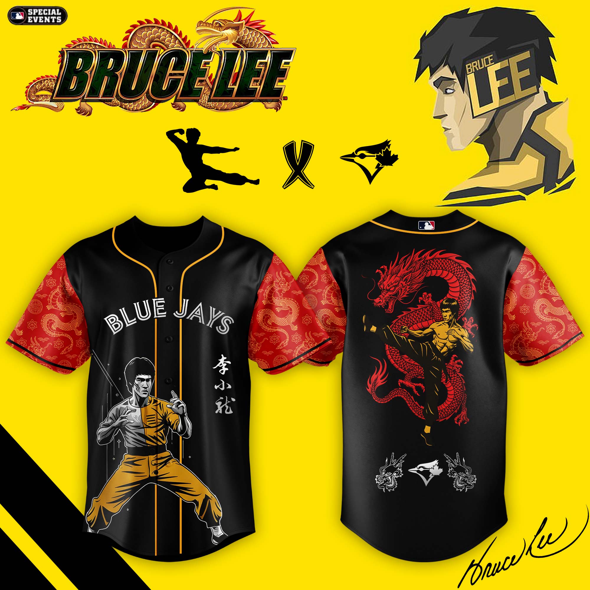 Alternative view of All Team Mlb X Bruce Lee Spirit Of The Dragon Warrior Baseball Jersey