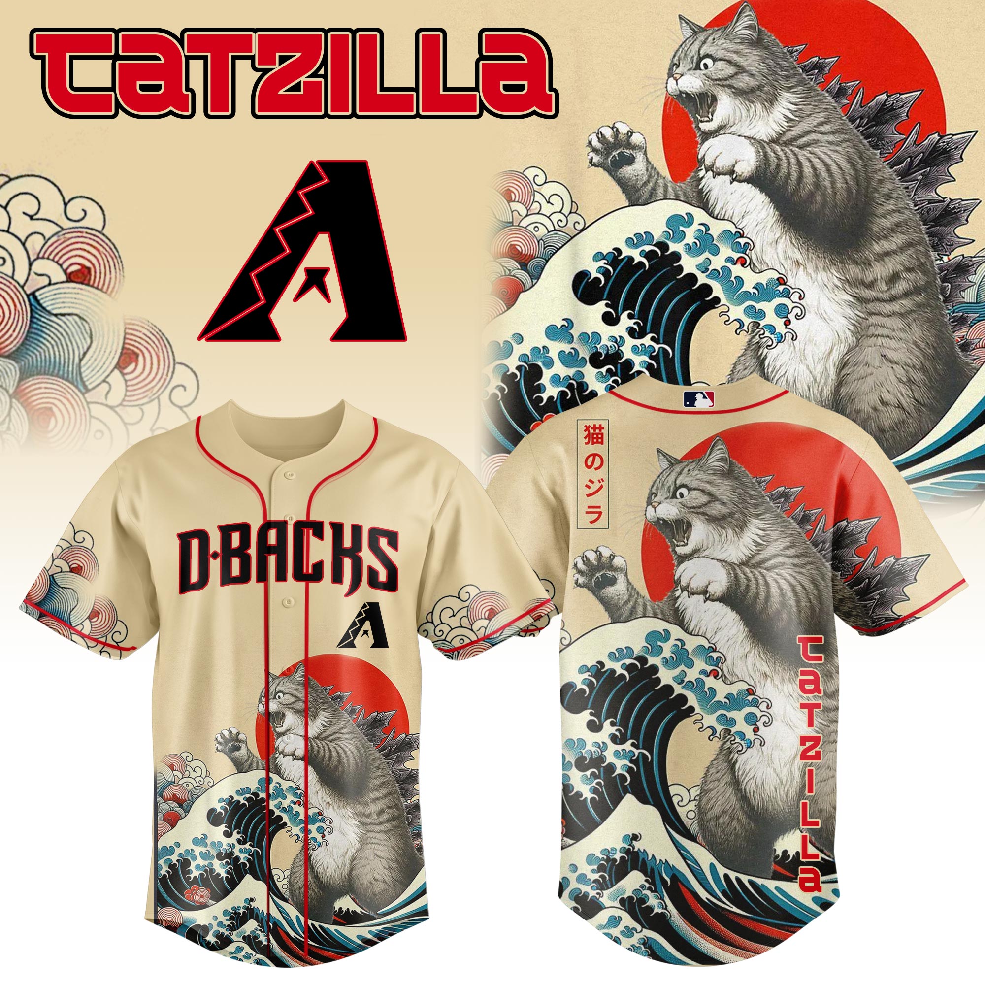 Alternative view of All Team Mlb X Catzilla Style Japans Baseball Jersey