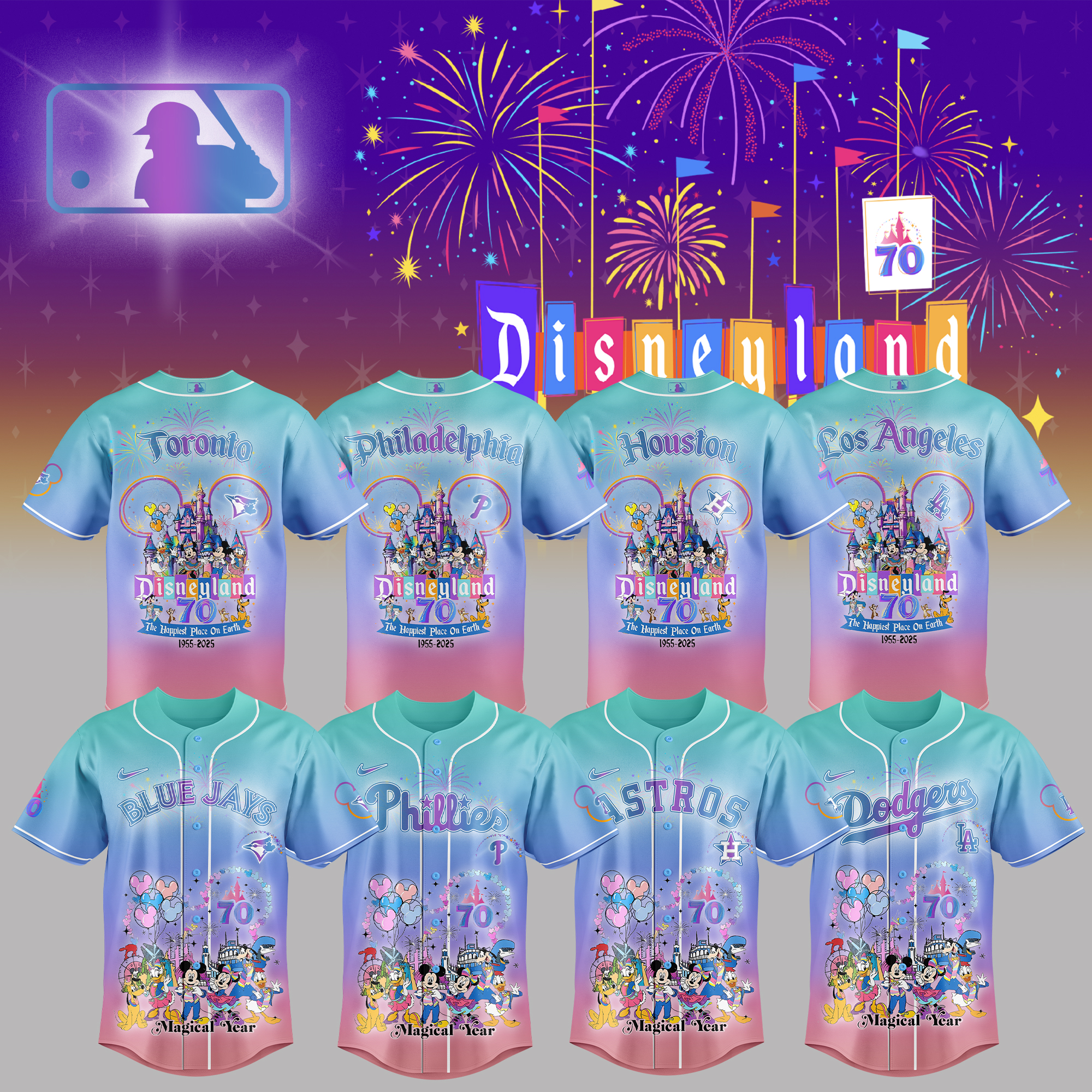 All Team Mlb X Celebrating Disneyland’s 70th Exclusive Design Baseball Jersey