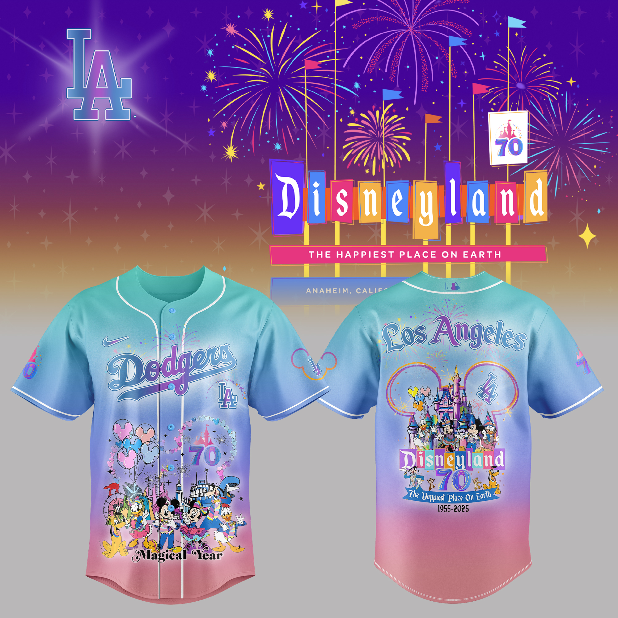 Alternative view of All Team Mlb X Celebrating Disneyland’s 70th Exclusive Design Baseball Jersey